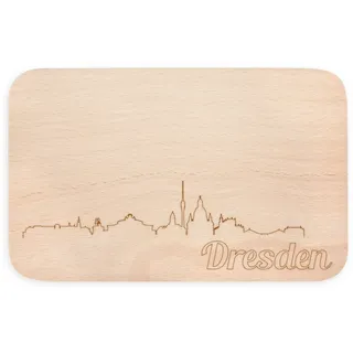 JUNIWORDS Frühstücksbrettchen mit Skyline Gravur - Wähle eine Stadt - Dresden