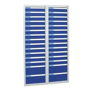 Stumpf Schubladenschrank Serie ESTA, 30 Schubladen enzianblau (26x100, 4x200mm)