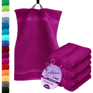 Lashuma Gästehandtücher - Kleine Handtücher Linz, Frottee (Spar-Set, 4-St), Küchenhandtücher Frottee 30x50 cm Lila lila