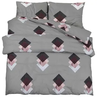 vidaXL Bettwäsche-Set Grau Baumwolle 200 x 220 cm