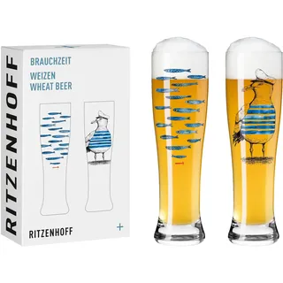 Ritzenhoff & Breker RITZENHOFF Weizenbierglas 500 ml - 2er Set - Serie Brauchzeit Set Nr. 7, 2 Stück mit mehrfarbigem Digitaldruck