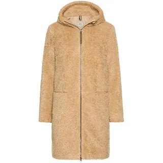 camel active Damen Teddyfell Mantel lang mit Frontzipper & Kapuze Cashmere, womenswear-48 - 48