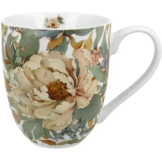 Duo FLOWERS ROYAL XXL Becher 1000 ml PEONY WHITE (Pfingstrose) New Bone China Porzellan