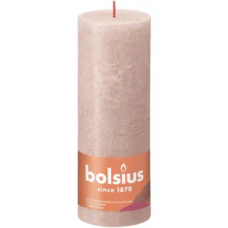Bolsius Rustik Stumpenkerze 19 x 6,8 cm nebliges rosa