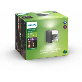 Philips Außenwandleuchte Aluminium 12,8 cm inkl. Bewegungsmelder anthrazit