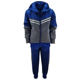 Fashion Boy Jogginganzug Thermo Trainingsanzug Freizeitanzug Jogginganzug gefüttert, JF353 blau|grau 110/116