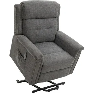 Homcom Aufstehsessel elektrisch Polyester 87 x 108 x 92 cm Grau mit Liegefunktion und Fernbedienung