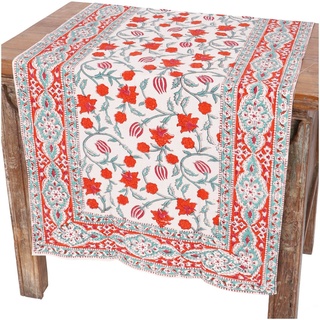 Guru-Shop Tischläufer Tischdecke, Tischläufer Blockdruck, Boho.. orange 120 cm x 50 mm