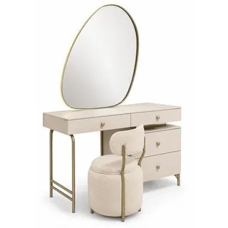 Xlmoebel Schminktisch Elegantes Schminktisch-Set mit Spiegel und Hocker in Beige, Made in Europa beige