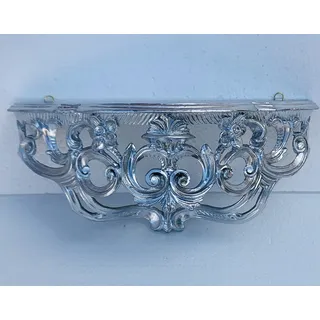 artissimo Barock Konsole Wandkonsole Silber Hochglanz Spiegelkonsolen/Wandregal 40x17x17cm Ablage Hängekonsole Antik Stil Blumenbank