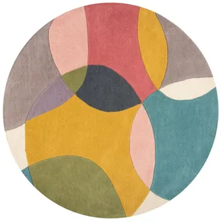 Flair Rugs Wollteppich, Mehrfarbig, Textil, Abstraktes, rechteckig, 160x160 cm, Reach, AZO-frei, Bsci, Handmade in India, für Fußbodenheizung geeignet, Teppiche & Böden, Teppiche, Naturteppiche