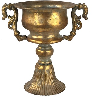 Pokal Amphore Dekovase Vase Blumenvase Antik Metall Vintage Deko Retro Design (LN30-6 Gold)