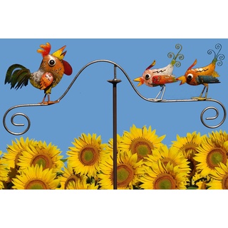 POMMERNTRAUM ® | Windspiel Gartenpendel Gartenstecker Gartendeko Gartenkunst verrückte Vögel Vogel Hühner Hahn (verrückte Hühner- Vögel)