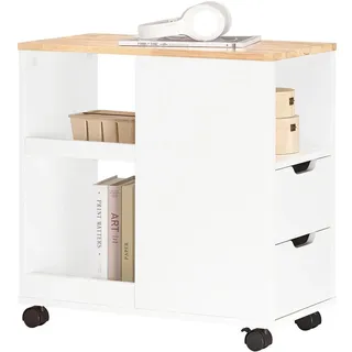 SoBuy Beistelltisch Weiß Natur 30 x 60 x 60 cm