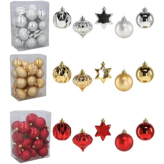 23er Weihnachtskugel-Set Rot/Gold/Silber – Hamster