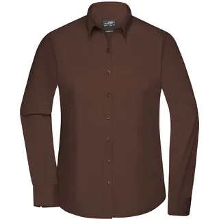 James & Nicholson Poplin Langarm Bluse brown 3XL