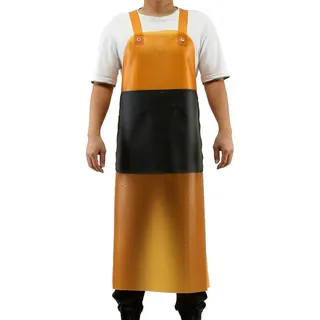 SHAUNI Wasserdichte Schürze für Damen, Metzgerschürze, robuste Schürze für Herren, zum Kochen, lange Küche, PVC, Landwirtschaft, Gelb B, 115x85cm - 115x85cm