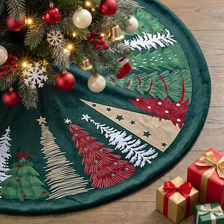 Lanpn Weihnachtsbaum Rock 40cm Weihnachtsbaumdecke Pad Samt Weihnachtsbaum Decke Abdeckung Klein Rund Christbaumständer Teppich für Winter Neujahr Innen Zuhause Weihnachtsbaum Deko (Grün)
