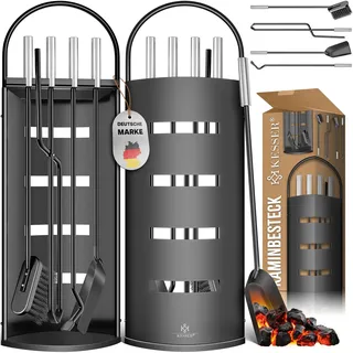Kesser Kaminbesteck Set 5-teilig Edelstahl inkl. Ständer Schwarz