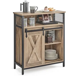 VASAGLE Sideboard Aufbewahrungsschrank, 70 x 30 x 80 cm, mit Schiebetür braun|schwarz