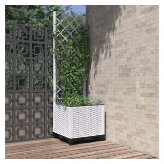 vidaXL Pflanzkübel mit Rankgitter 40 x 40 x 136 cm Weiß