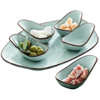 Mirabeau Geschirr-Set Servierschälchen 6er Set Biarré türkis, Steinzeug blau
