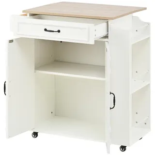 modfu Küchenrollwagen, Weiß, Holzwerkstoff, 66x90x38 cm, Küchen, Küchenmöbel, Kücheninseln