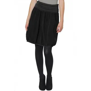 Caspar Faltenrock RO004 Damen Cord Rock knielang mit hohem elastischem Bund - Made in Italy schwarz S-M