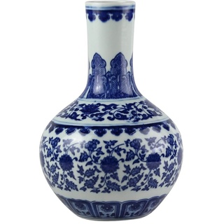 Fine Asianliving Chinesische Vase Porzellan Lotus Blau Weiß D20xH30cm China Dekorative Vase Blumenvase Orientalische Keramik Vase