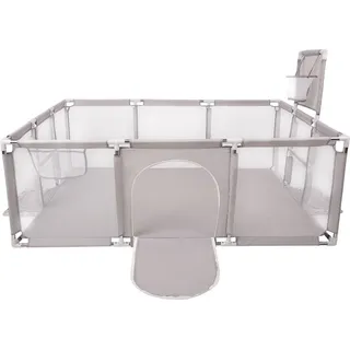 Selonis Laufstall baby Groß 180x122 cm - Laufgitter baby faltbar Minifußballplatz Aktivitätszentrum Kinderlaufstall Kinderzaun Kindergitter - Grau - Grau