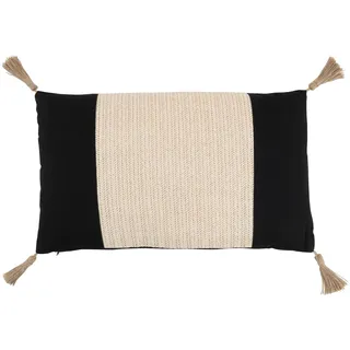 JOLIPA Kissen Ecru & Schwarz ca. 50 x 30 cm Dekokissen mit Quasten