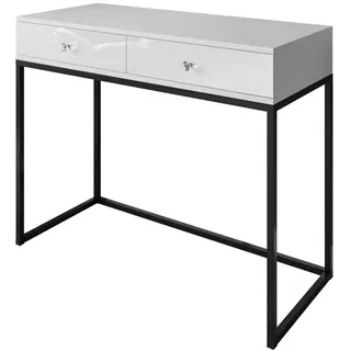 Lookway Konsole, Weiß Hochglanz, Schwarz, Holzwerkstoff, 100x81x42 cm, Wohnzimmer, Wohnzimmertische, Konsolentische
