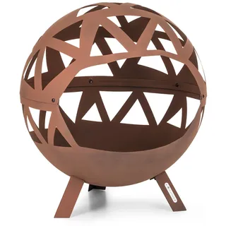 Blumfeldt Colima Feuerschale Ø 66 cm Kugelform mit Holzkohlerost &  Ascheschale geometrisch Rost