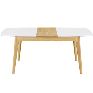 Tisch ausziehbar skandinavisch Weiß und Holz Länge 140-180 cm MEENA