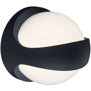 GLOBO Außenwandleuchte Aluminium H 20 cm B 20 cm T 18 cm 1x LED 12 Watt 520 Lumen schwarz/weiß