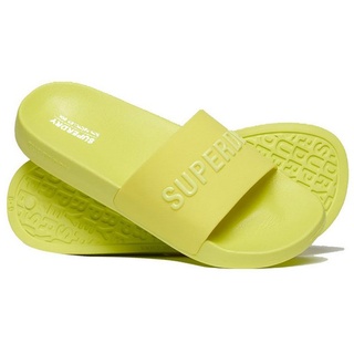 Superdry Superdry Damen Bade-Sandalen LOGO VEGAN POOL SLIDE Sunny Lime Green Badesandale gelb 40/41