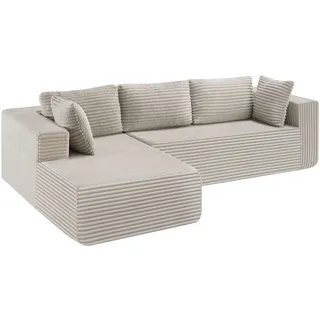 tectake Sofa, Beige, Kunststoff, 250x162 cm, Wohnzimmer, Sofas & Couches, Wohnlandschaften, Ecksofas