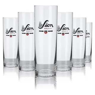 6x Sion Glas 0,25l Kölsch Stange Altbier Gläser Set Brauerei Köln Kneipe Köbes - Transparent
