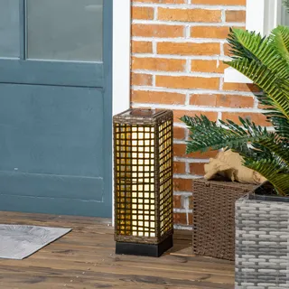 Outsunny Solarleuchte Rattan 15,5x15,5x46 cm 1 Stück sand