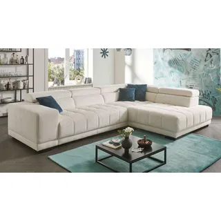 Ecksofa Couch Rechts Satellite Cord natur Sitztiefen und Kopfteilverstellung