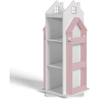 [en.casa] Kinderregal Vipsali 108 x 40 x 40 cm MDF rosa/weiß