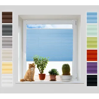 Plisart Plissee Ohne Bohren Klemmfix, Pearl Stoff, Sichtschutz | Lichtblau 55 x 120 cm - Jalousie mit Metall Klemmträger, Faltrollo & Sonnenschutz für Fenster, Lichtdurchlässig