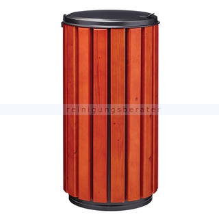 ZENO PROTECT Abfallbehälter Rossignol 80 L Holz mangangrau mit vollem Deckel
