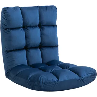 Schlafsessel Klappbar & Verstellbar (90°-180°), Relaxsessel Gepolstert Mit Flanellartigem Polyesterbezug, Loungesessel / Bettsessel - Königsblau