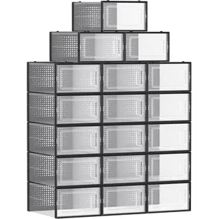Möbel Kraft Schuhbox 23,2 x 14,3 cm 18-tlg. Schwarz/Transparent