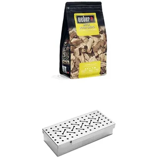 Weber 17621 Räucherchips Apfelholz, 700 g, dezentes, süßes Apfelaroma, Räuchern, Aroma, Grillen + Räucherbox universal, Räuchern, für Gas- und Holzkohlegrills, Raucharmona