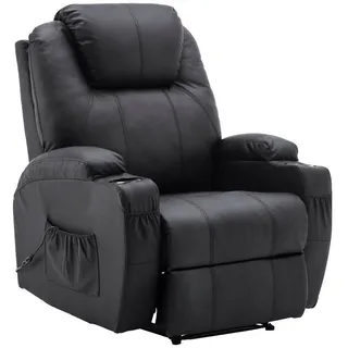 MCombo Relaxsessel elektrisch Kunstleder 92 x 109 x 92 cm Schwarz mit Massage- und Heizfunktion