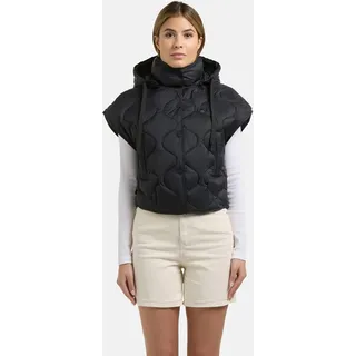 khujo Funktionsweste "Ninga", Damen, Gr. M (38), schwarz, Obermaterial: 100% Nylon. Innenfutter: 100% Nylon. Wattierung: 100% Polyester, lässig geschnitten hüftlang, hoch geschlossener Ausschnitt, Westen Funktionsweste, Kurze leicht Steppweste mit Kapuze