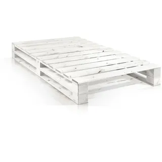 PALETTI DUO Weiss Futonbett Massivholzbett Singlebett Bettgestell 140x200 cm