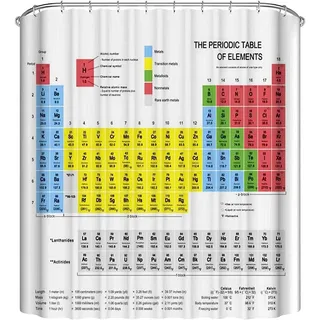 REBELA 3D Duschvorhang 240x200 Periodensystem Duschvorhänge Antischimmel Wasserdicht Badevorhang Periodensystem Duschrollo für Badewanne Dusche Shower Curtains, 12 Duschvorhang Ringe